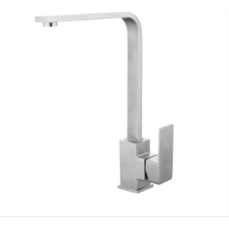 Robinet de cuisine pivotant à 360°, en acier inoxydable 304 finition chromée, avec cartouche céramique et aérateur, pour évier simple ou double. (1/5)