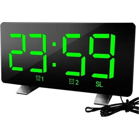 1x Réveil numérique radio LED, double alarme, gradation automatique, port USB chargeur, bande FM 76-108 MHz (1/5)