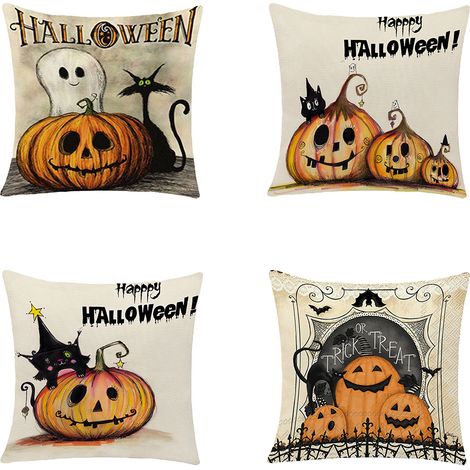 Set mit 4 Halloween-Kissenbezügen, dekorative Kissenbezüge für das Sofa zu Hause (45x45 cm) (1/4)
