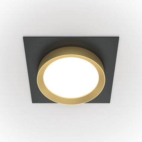 Maytoni Hoop Downlight Encastré Carré Noir, Or GX53 (1/2)