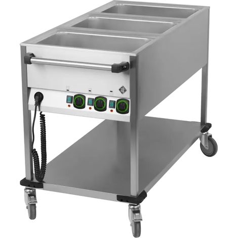 Bain marie mobile électrique GN 3-1/1 commande sur le côté court avec étagère basse RM - BMPK 3120 - RM Gastro