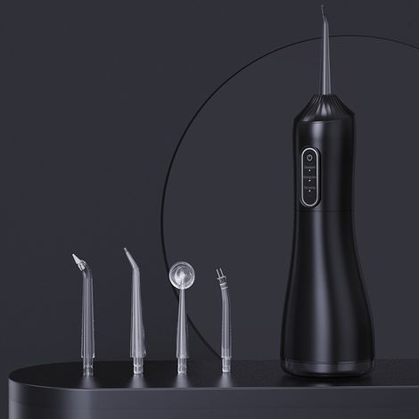 Hydropulseur électrique sans fil pour les dents, 3 modes, 4 embouts de jet, nettoyage et interdigitation dentaires, hydropulseur portable, rechargeable, idéal pour les voyages et les amygdales. (1/5)