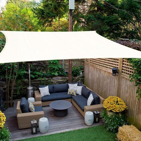 Schattiernetz Quadratisch 4x4 m, atmungsaktives HDPE Gewebe (185 g/m²), 4 m Schattiernetz mit UV Schutz für Terrasse, Garten, Balkon, Camping und (1/5)
