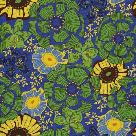 Outdoor dekostoffe oxford - Motiv Grün-gelbe Blumen I DX726 (1/5)