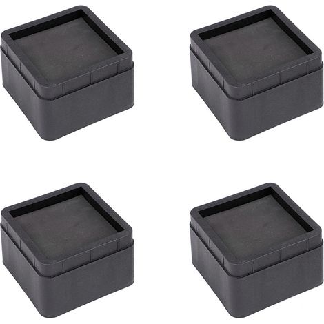 4 Stück robuste, stapelbare Bettfüße, schwarz, quadratisch, 2 Zoll, Möbelfüße, Bodenschoner (1/5)