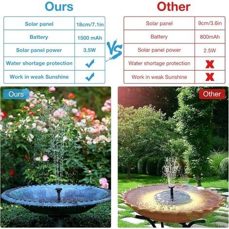 Schwimmender Solarbrunnen für den Außenbereich (3,5 W), Solar-Teichpumpe mit Akku und 6 Düsen, für Vogeltränken, Aquarien, Gärten und Brunnen (1/4)