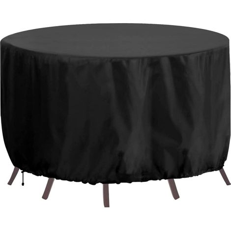 Housse de table de jardin ronde 180x80 cm, tissu Oxford 420D imperméable et résistant (1/5)