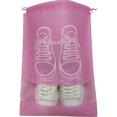 Borsa porta scarpe, materiale impermeabile, design pieghevole, L-10 pezzi, rosa (1/2)