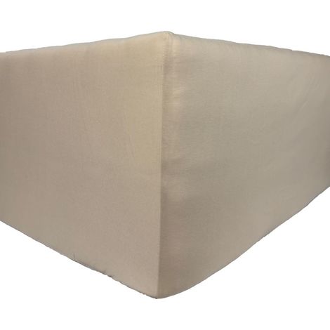 Sábana bajera ajustable Jersey Delux - Beige 140x200 con banda ajustable. Producto pulido. (1/2)