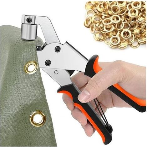 Pince à Oeillets pour Bâches, lot de 300 Oeillets (Ø 10 mm), Pince à oeillet Portable pour Tissus, Bâche, Cuir (1/5)
