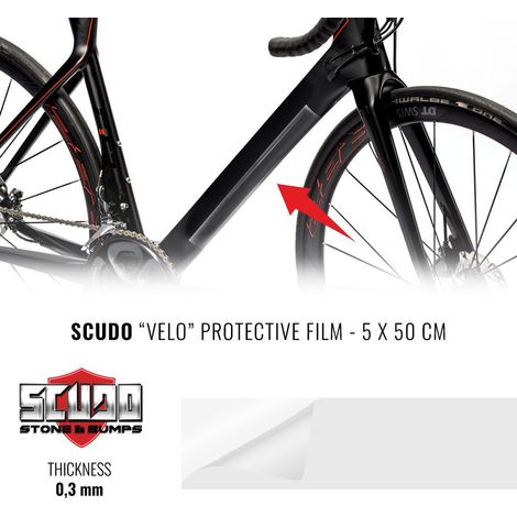 Pellicola Adesiva Scudo Velo per Protezione Telaio Bici, Spessore 0,3 mm - Dimensione: 5 X 50 CM