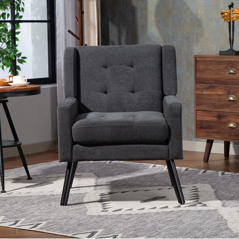 Set poltrone imbottite 2 pezzi tufted grigio OKMYHOME (1/5)