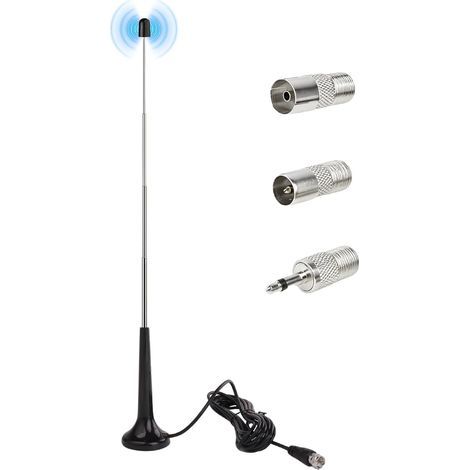 Antenne TV Intérieur, Antenne Radio FM Dab Intérieur Télescopique avec Base Magnétique, Câble 3m pour Récepteurs Stéréo 75 Ohm Chaine HiFi Tuner FM Poste Radio (1/5)
