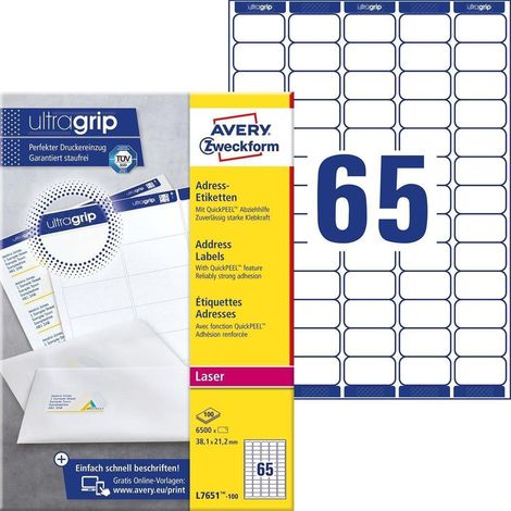Avery Zweckform L7651-100 etiquetas de dirección blancas