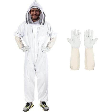 Imkeranzug für Damen und Herren, Imkerbekleidung mit Imkerhandschuhen, Kapuze mit Schleier, kompletter Imkeranzug für professionelle und angehende Imker (XL), (1/5)