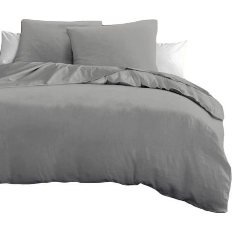 home-linge-passion Moderne Bettwäsche Set Hellgrau 240x260 cm