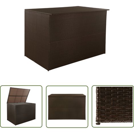 Boîte de stockage de jardin 150 x 100 x 100cm résine tressée marron (1/5)