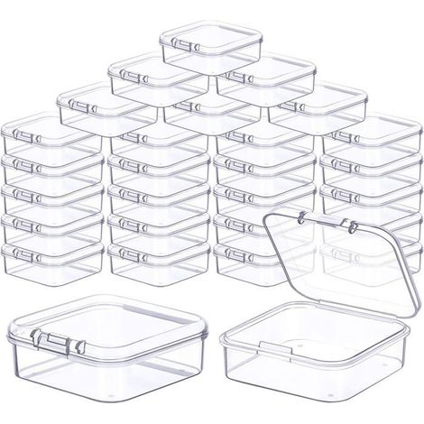 TRAHOO-30 Pièces Petite Boite de Rangement, 5.5  5.5  2cm Mini Boite Rangement Plastique avec Couvercle, Boite de Rangement[J180] (1/5)