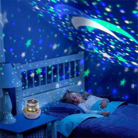 Musique Projecteur Lampe Enfant, Pépinière Lampes Étoiles Tournantes Pour Enfants Étoiles (1/4)