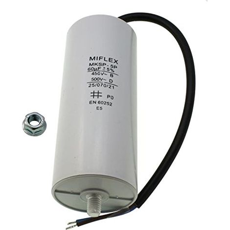 Miflex, Condensatore di avviamento per motore, 60 µf, 450 V, 50 x 119 mm, accensione M8