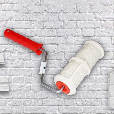 Rouleau de peinture - 20,3 cm - Imitation brique - Cylindre de gaufrage avec poignée en caoutchouc - Pinceaux pour décoration murale (1/4)