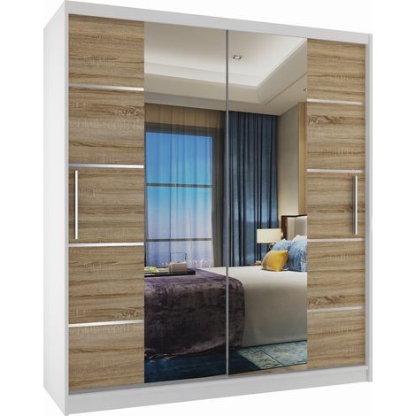 Schiebeschrank Belini 133 cm Mit Schubladen mit Spiegel weiß glänzend Hersteller (1/3)