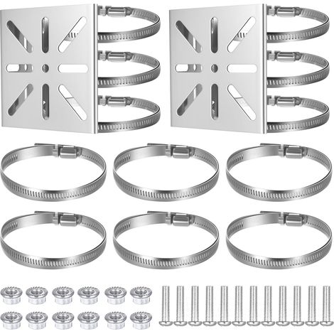Support Poteau Vertical, Support Caméra Extérieur Universel, Support de Caméra pour Poteau de Surveillance Extérieur, Supports d’Angle Montage Acier Inoxydable 3 Anneaux réglables pour Caméras