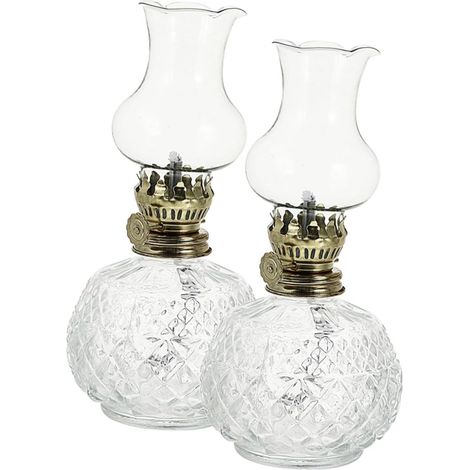 2 pièces Lampe Kérosène Verre Vintage Décoration Rétro pour Intérieur Lampe à Huile Transparente Sécurisée Ambiance Unique pour Salon et Cuisine (1/5)