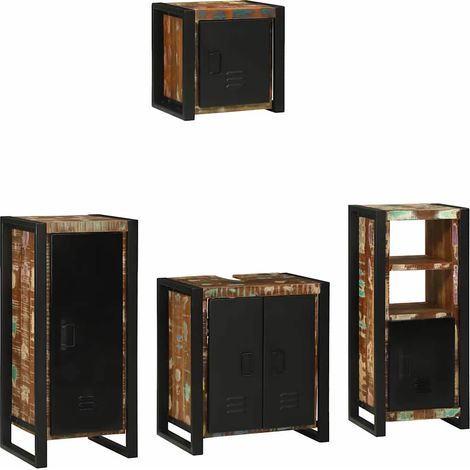 Juego de muebles de baño 4 pcs Madera reciclada maciza