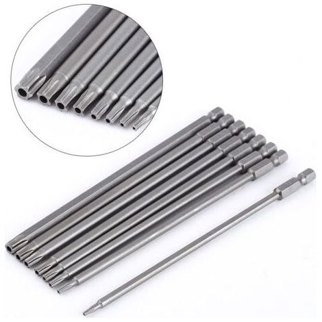 Lot de 8 embouts de tournevis magnétiques de 100 mm, à tige hexagonale, S2 T8-T40 (8 embouts de 150 mm T8-T40) (1/5)