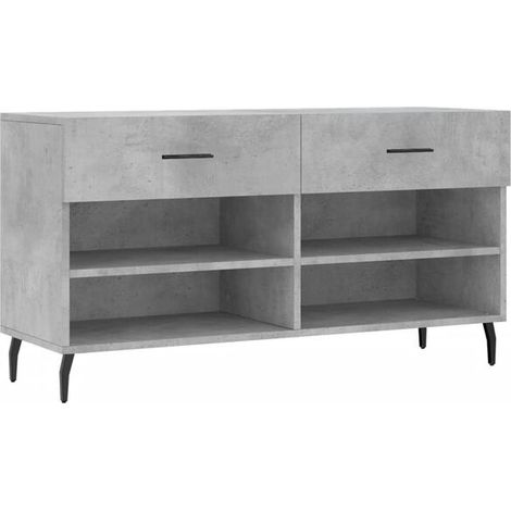 Tabouret à chaussures gris béton, 102 x 35 x 55 cm, bois composite (1/5)