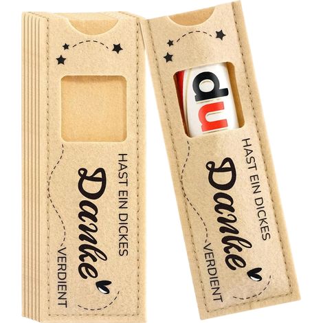 Housse En Feutre Pour Chocolat - 14 X 5 Cm - Motif Merci - Usage Bureau Maison Événement - Lot De 10 (1/5)
