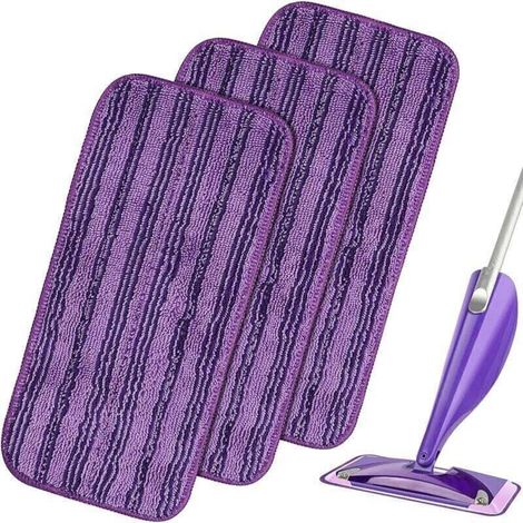 3PCS Lingettes Reutilisable,Serpillières en Microfibre Remplacement,Chiffon Rechange pour Swiffer Wet Jet Balai Spray,Tampons de Vadrouille en Microfibre Lavable-Voilet (1/4)