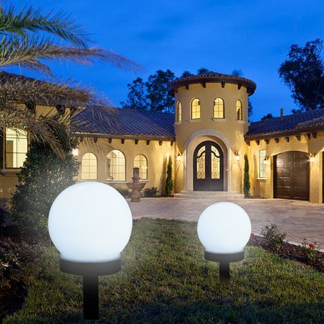 Lot de 2 boules solaires lumineuses à LED blanc ∅10cm (1/5)