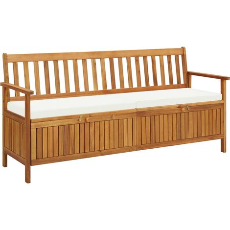 Sitzbank mit Stauraum und Sitzpolster 170 cm Massivholz Akazie