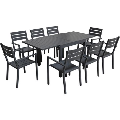 Set di mobili da giardino estensibili VENEZIA 90/180 in alluminio antracite - 8 posti a sedere