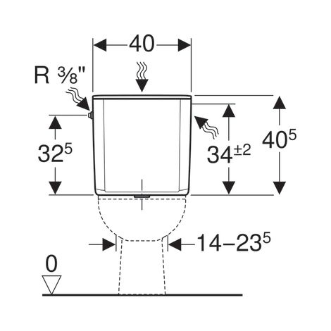 Réservoir apparent GEBERIT AP128 - Rinçage interrompable, alimentation à l'arrière au centre ou latérale - 128.006.11.5 (1/4)