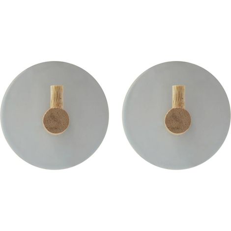 Lot de 2 Patères Adhésives en Métal "Fixeo" 5cm Blanc (1/2)