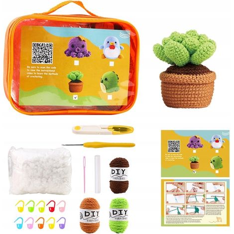 Kit per uncinetto completo fai da te, regalo per bambini, pianta