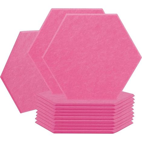 12 selbstklebende Schallschutzplatten, hochdichter Schallschutzschaum, sechseckige Schallschutzplatten, rosa (1/5)