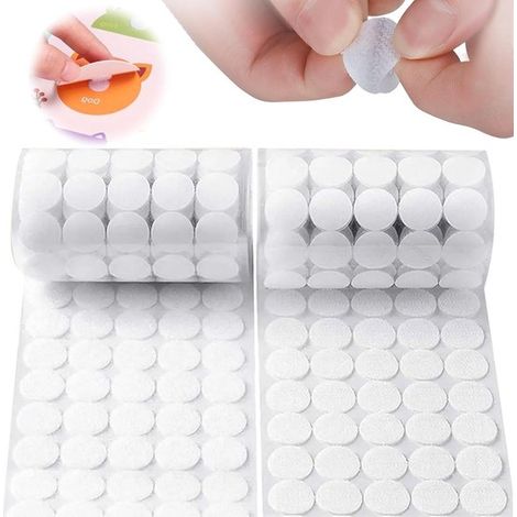 Pastilles Velcro - Pastilles adhésives - Loisirs créatifs et rangement - Imperméables et repositionnables - 20 mm - Blanches (1/5)