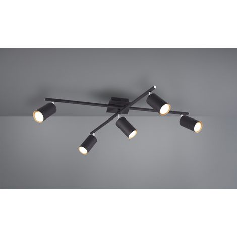 Lampada Soffitto 5 Faretti Spot Orientabili Marley Nero Trio Lighting (1/3)