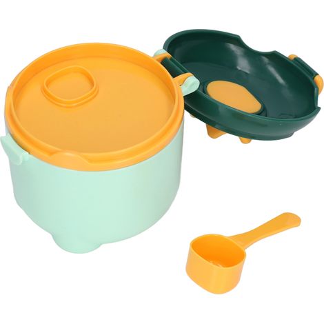 Boîte de Rangement Alimentaire Bébé Grande Capacité, Design Couronne, Hermétique Sans Odeur, Portable Jaune Vert (1/5)