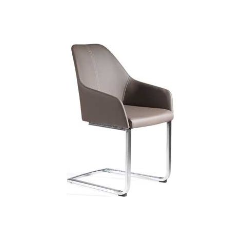 MOMMA HOME Set de 2 Sillas - Modelo Panda - Color Gris Topo/Plata - Material Ecopiel/Metal Cromado - Medidas 55 x 58 x 88 cm (1/3)