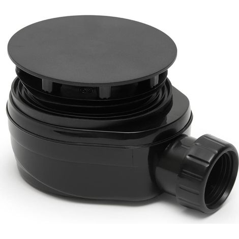 Siphon pour receveur de douche, diamètre 90 mm, noir mat (ESLIMCR90BL)