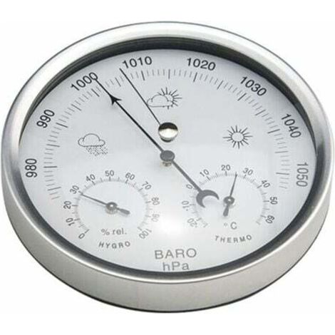 Station météo baromètre à cadran analogique avec thermomètre hygromètre mesures de pression atmosphérique simplicité et facile à lire-- (1/4)