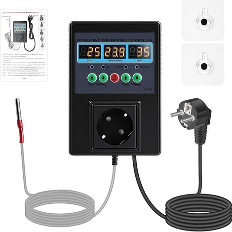 Régulateur de Température Thermostat Chauffage Refroidissement Module de Contrôleur de Température Thermostat Chauffage Terrarium Reptile Incubateur Serre EU (1/3)