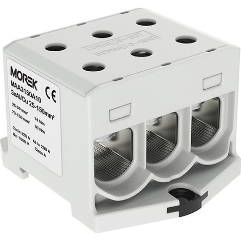 Connecteur de barre omnibus de distribution de courant AL/CU TH35 25-150 mm² 1P gris