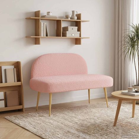 vidaXL Banc rembourré avec dossier Rose 110 x 60 x 76 cm Bouclé