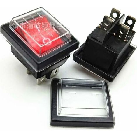 FOREHILL 3-teiliger Wippschalter mit roter Leuchte (EIN/AUS) und wasserdichter Abdeckung, 16 A/250 V, 20 A/125 V AC (DPST) (1/5)
